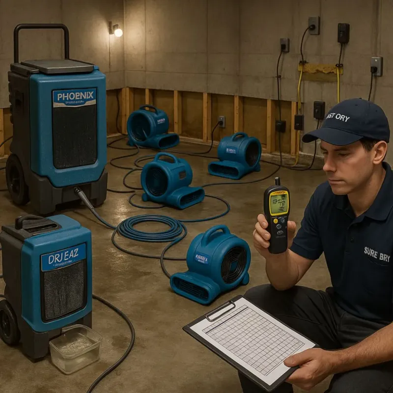Structural Drying and Dehumidification process in North Collins, NY
